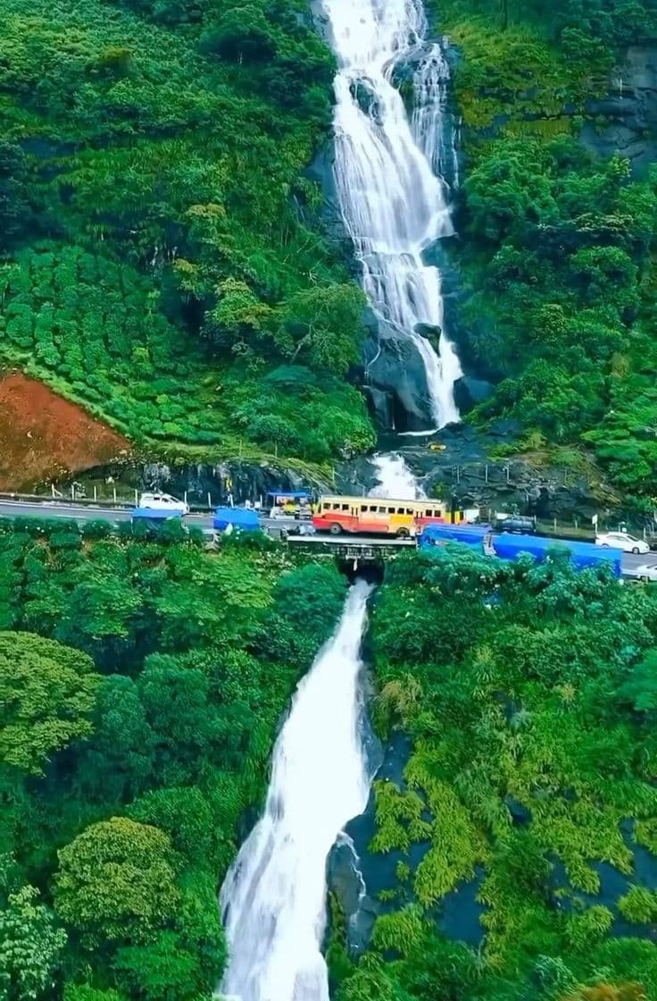 Waterfall along the Munnar hill roads